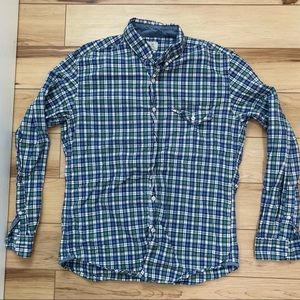 J. Crew - Men’s Green and Blue Plaid Button-up Shirt - Size Medium